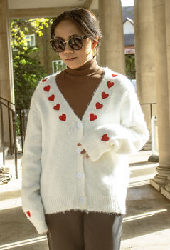 White Heart Embroidered Cardigan, 3 of 7