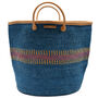 Nyuma: Teal, Gold And Red Stripe Woven Laundry Basket, thumbnail 1 of 6