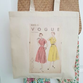 Vintage Vogue Sewing Pattern Illustration Shopper, 2 of 3