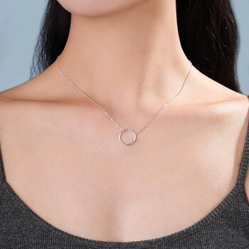 Sterling Silver Minimal Skinny Circle Pendant Necklace, 7 of 12