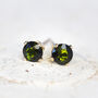 Dark Green Tourmaline Stud Earrings Silver Or Gold, thumbnail 3 of 12