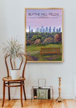 Blythe Hill Fields London Park Travel Poster Art Print, 4 of 8