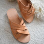 Genuine Leather Slippers With Crossed Straps, thumbnail 6 of 6