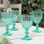 Luxury Turquoise Footed Glass Wine Goblets, thumbnail 7 of 9