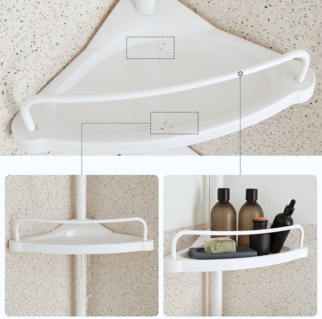 Adjustable White Telescopic Bathroom Corner Shelf By Momentum