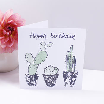 'Happy Birthday' Cacti Print Birthday Card, 4 of 4