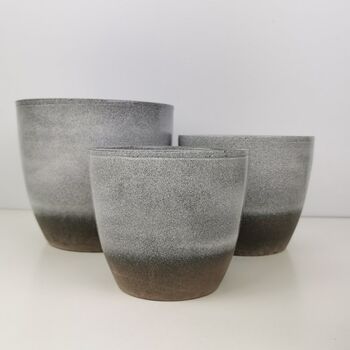 Semi Glazed Moon Grey Ceramic Indoor Plant Pots, 3 of 3