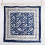 Indigo Blue And White Floral Indian Block Printed Cotton Bed Quilt, thumbnail 3 of 9
