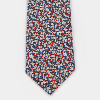Mens Navy, Red And Pink Speckled Slim Tie, 3 of 8