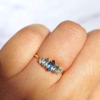 Ombre Blue Topaz Ring In Silver And Gold Vermeil, 7 of 11