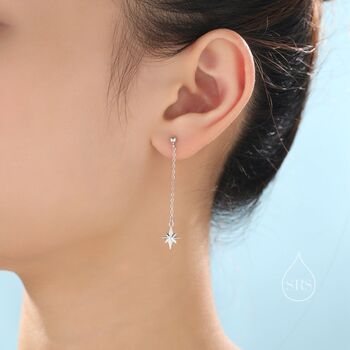 Asymmetric Tiny Cz Starburst Drop Stud Earrings, 3 of 10