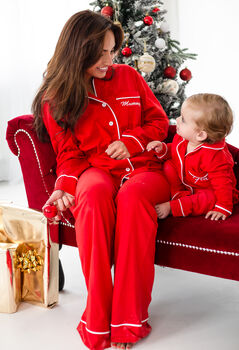 Family Christmas Red Personalised Pyjamas, 2 of 9
