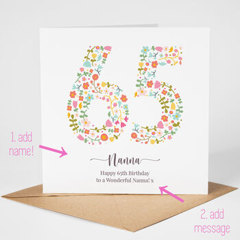 Floral Fun Personalised 65th Birthday Card, 2 of 5