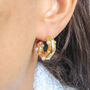 Non Tarnish Chunky Hoop Earrings Inlaid With Pearls, thumbnail 3 of 7