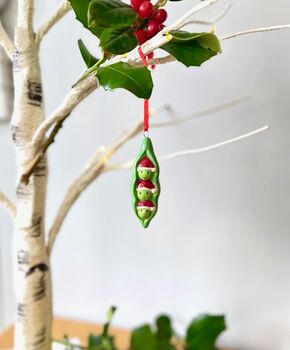 Ceramic Peas In A Pod Christmas Decoration, 3 of 7