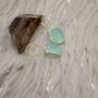 Gold Aqua Chalcedony Earrings, Blue Dangle Earrings, thumbnail 2 of 9