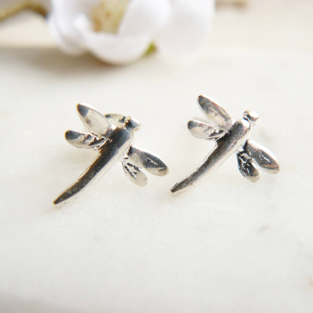 Silver Dragonfly Stud Earrings By Lime Tree Design Silver Dragonfly Stud Earrings