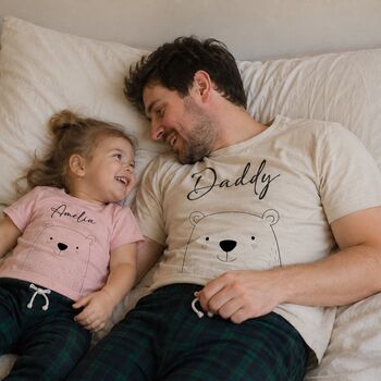 Personalised Father's Day Daddy And Daughter Matching Pyjamas Bear, 2 of 5