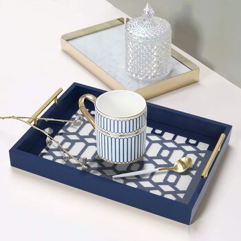 Normal Elegant Decorative Tray With Polished Metal Handles 