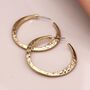 Large Gold Plated Hammered Hoop Earrings, thumbnail 2 of 8