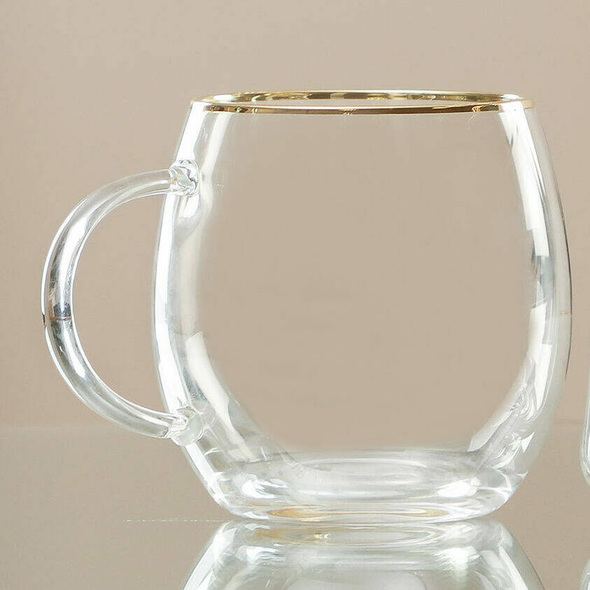 Luxury Gold Rim Glass Coffee Mugs By Dibor