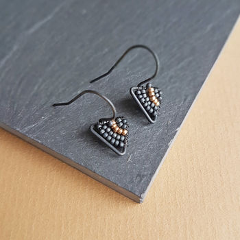 Small Triangle Earrings In Oxidised Silver, 5 of 6