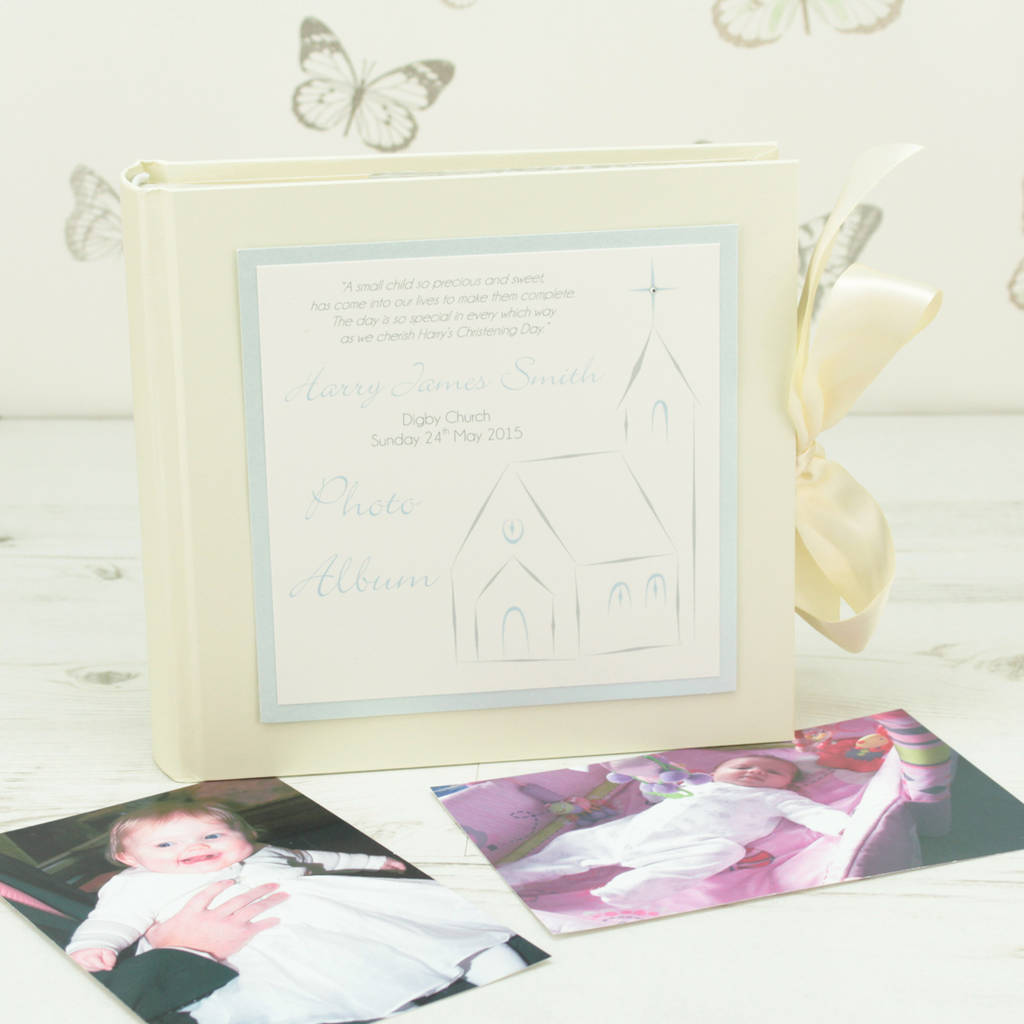 personalised christening photo album by dreams to reality design ltd