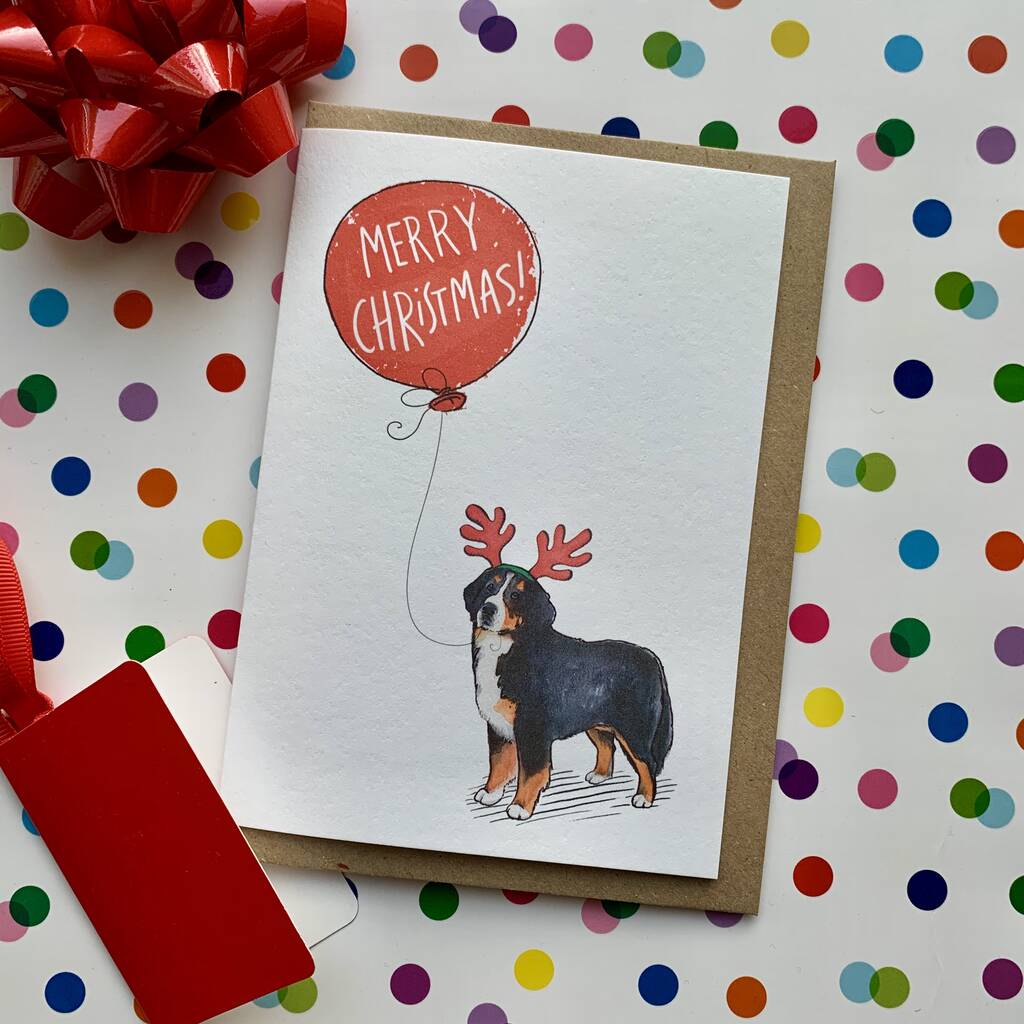 Bernese Mountain Dog Christmas Card, 1 of 2