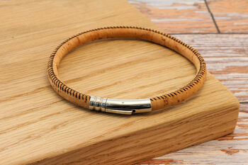 Personalised Cork Bracelet – Natural Portuguese Cord With Hidden Engraved Steel Clasp, 4 of 9