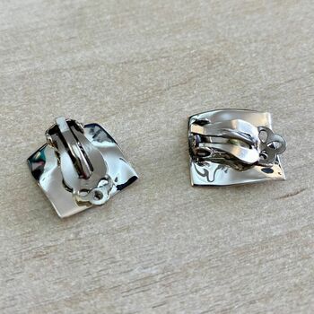 Clip On Square Textured Sterling Silver Earrings, 3 of 4