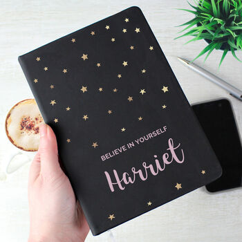 Personalised Starry Black Hardback Notebook, 4 of 4