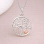 Personalised Sterling Silver And Rose Gold Tree Of Life Heart Pendant Necklace, thumbnail 2 of 12