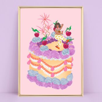 Colourful Fruit Cocktail Cake Personalised Art Print, 9 of 9