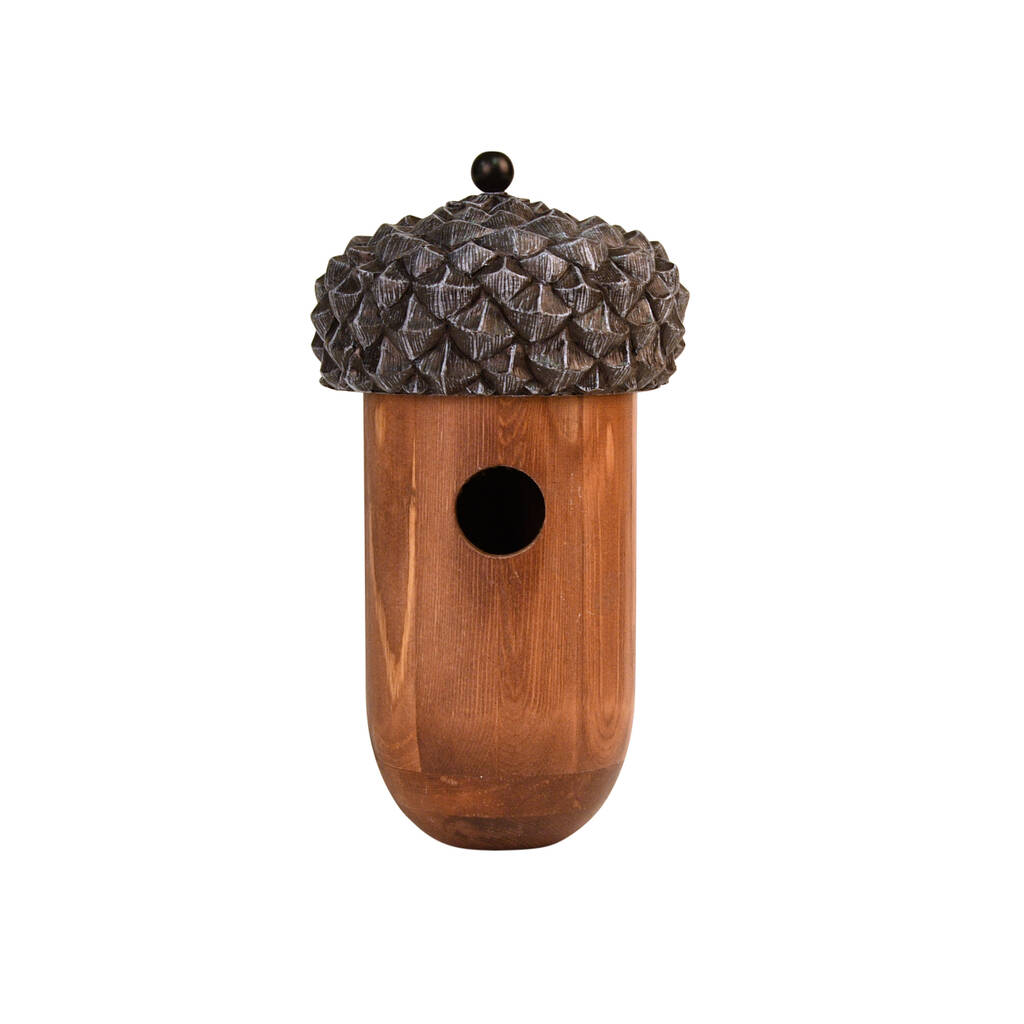 Pinewood Acorn Shaped Hanging Bird Nesting Box, 1 of 6
