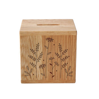 Send With Love Floral Oak Money Box, 2 of 2