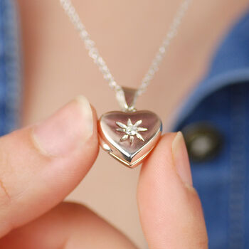 Personalised Sterling Silver Star Heart Locket, 2 of 9