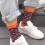 Women's Bamboo Socks Navy Umbrellas And Raindrops, thumbnail 1 of 5