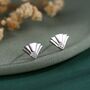 Art Deco Inspired Small Sun Ray Stud Earrings In Sterling Silver, thumbnail 1 of 12