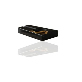 Handmade Black Marble Ashtray With Gold Lion Detail, 6 of 6