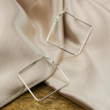 Silver Plated Dainty Thread Square Hoop Earrings, 6 of 6