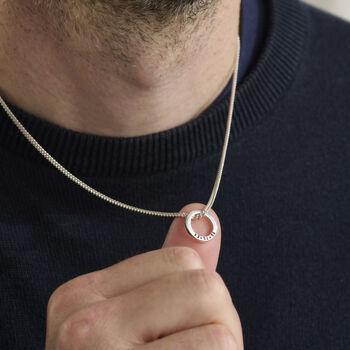 Personalised Men's Mini Quote Circle Necklace, 2 of 10