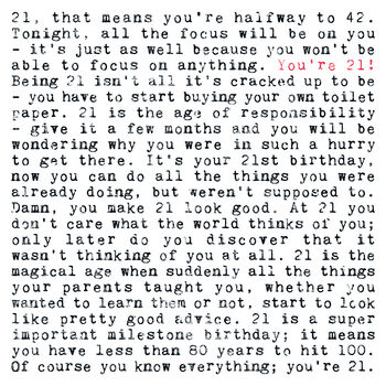 21st Birthday Gift, Being 21 Quotes Print, 3 of 9
