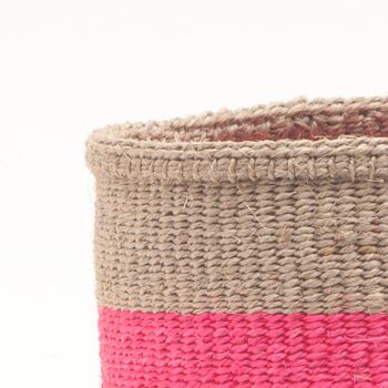 Maliza: Charcoal And Pink Duo Colour Block Woven Basket, 4 of 9