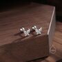 Sterling Silver Cz Butterfly Barbell Earrings, thumbnail 2 of 11