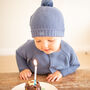 First Birthday Personalised Cardigan And Bobble Hat Set, thumbnail 2 of 12