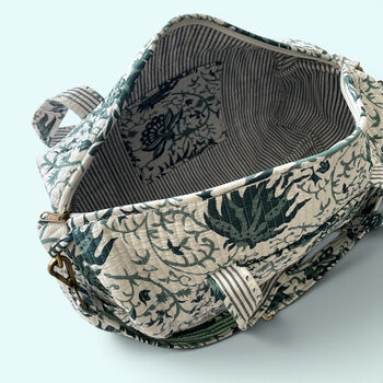 Large Weekend Duffle Bag | Teal Block Print Floral, 4 of 7