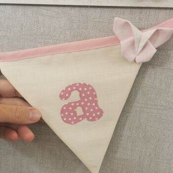 Pink Bunting, New Baby Nursery Gift, Cream And Pink Personalised Bedroom Wall Banner, 6 of 12