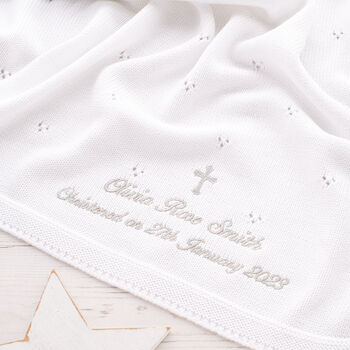 White Pointelle Christening Blanket And Cardigan Set, 2 of 12