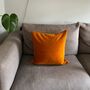 Orange Velvet Cushion With Piping, thumbnail 1 of 4