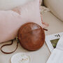 Leather Circle Crossbody Bag, Tan, thumbnail 1 of 6